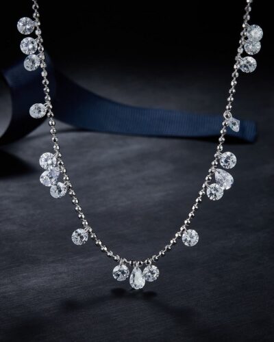 925 Sterling Silver Diamond Station Necklace