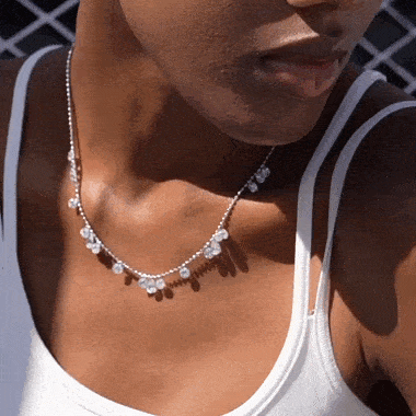 925 Sterling Silver Diamond Station Necklace 12