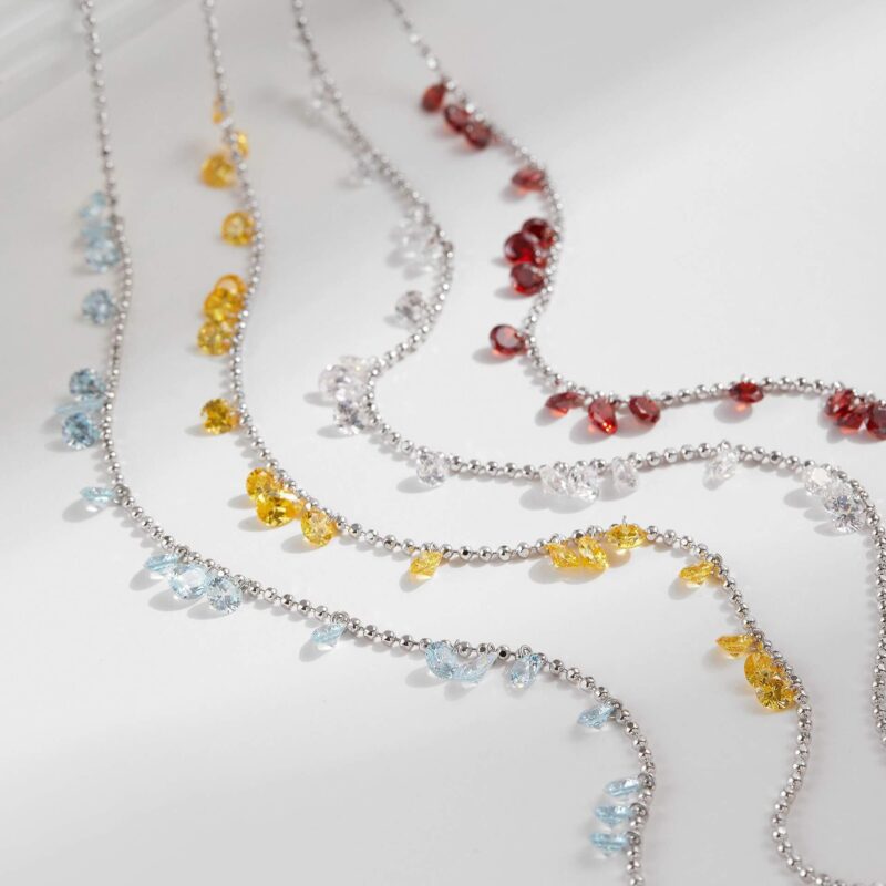 925 Sterling Silver Diamond Station Necklace 6