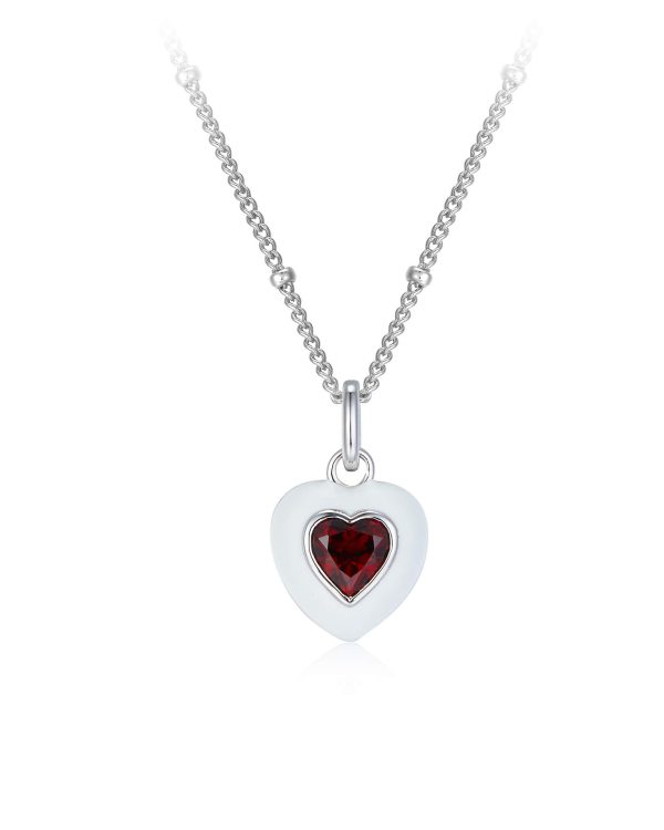 Alternative view of 925 Sterling Silver Garnet Heart Necklace 18K Gold Plated