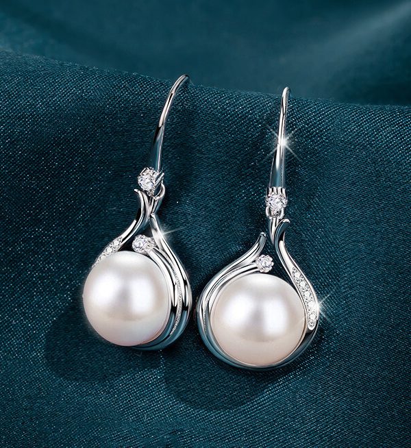 999 Sterling Silver Natural Pearl Necklace for Sale Earring