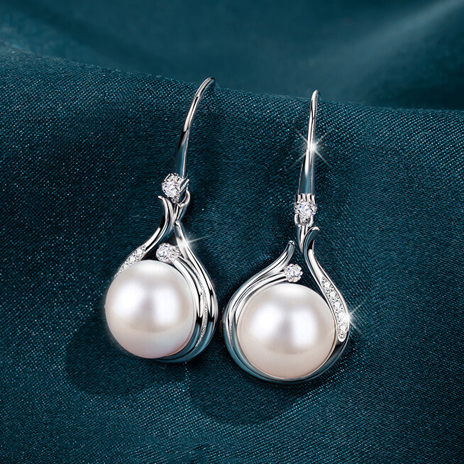 999 Sterling Silver Natural Pearl Necklace for Sale Earring