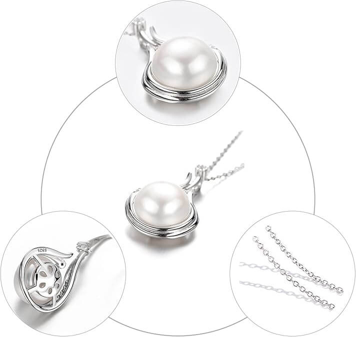 999 Sterling Silver Natural Pearl Necklace for Sale 8