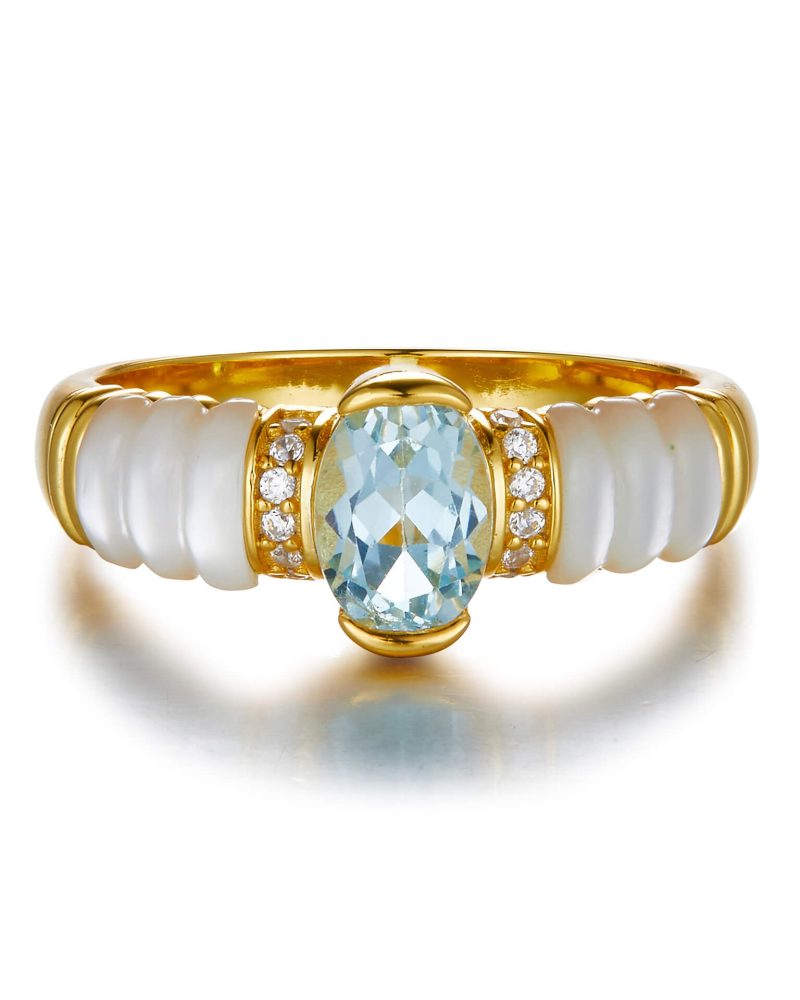 Graceful 925 Sterling Silver Mother of Pearl Ring SHOW