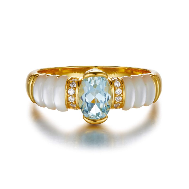 Graceful 925 Sterling Silver Mother of Pearl Ring SHOW