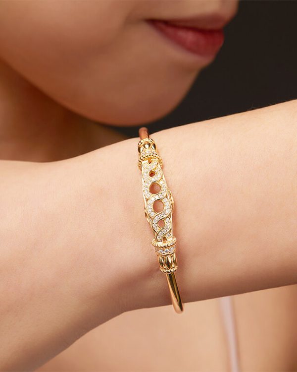 Luxury 925 Sterling Silver Moissanite Bangle Bracelet 1