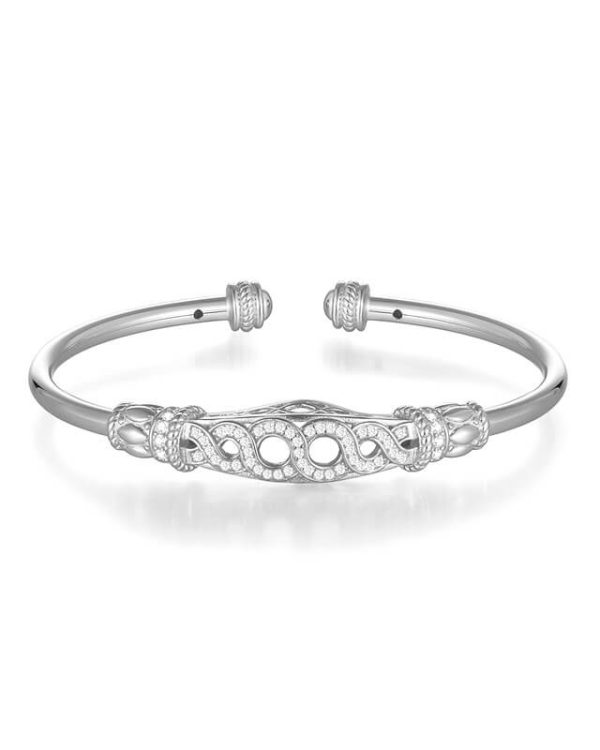 Luxury 925 Sterling Silver Moissanite Bangle Bracelet white gold