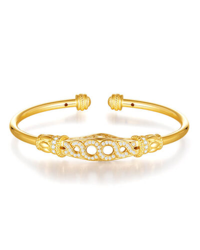 Luxury 925 Sterling Silver Moissanite Bangle Bracelet 18k gold plated