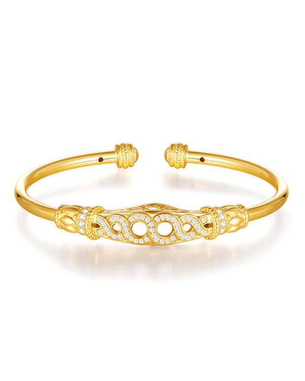 Luxury 925 Sterling Silver Moissanite Bangle Bracelet 18k gold plated