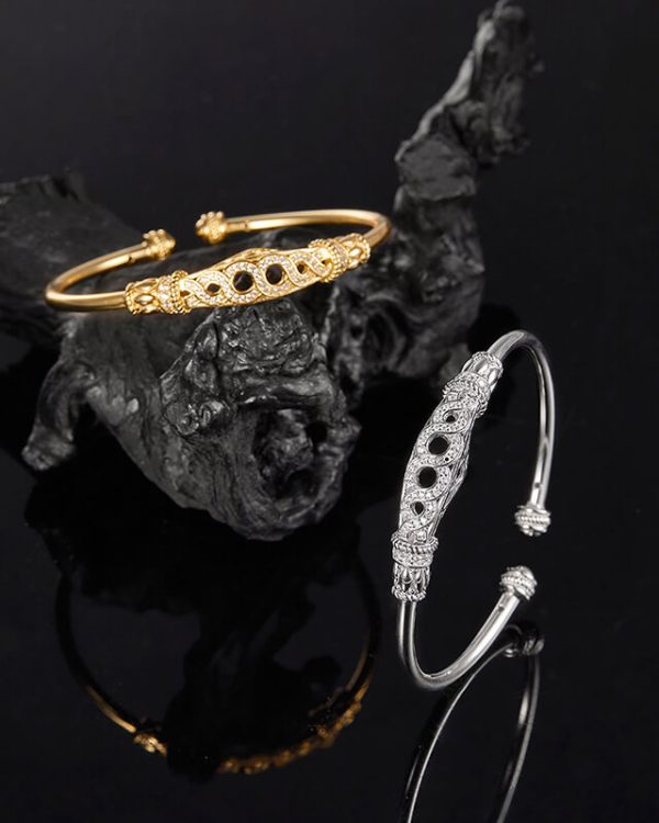 Luxury 925 Sterling Silver Moissanite Bangle Bracelet show