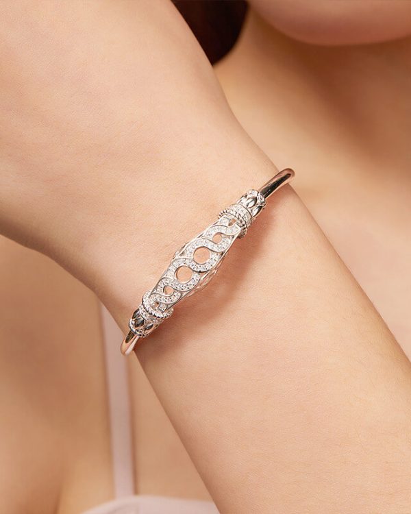 Luxury 925 Sterling Silver Moissanite Bangle Bracelet 5