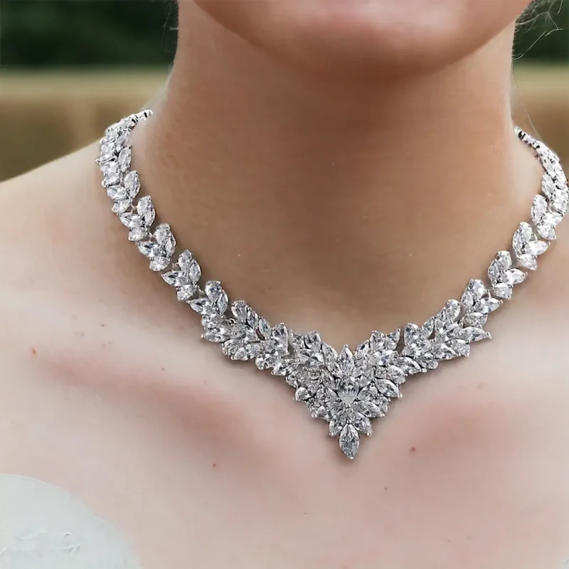 Vintage Marquise Floral Bridal Jewelry Set 1