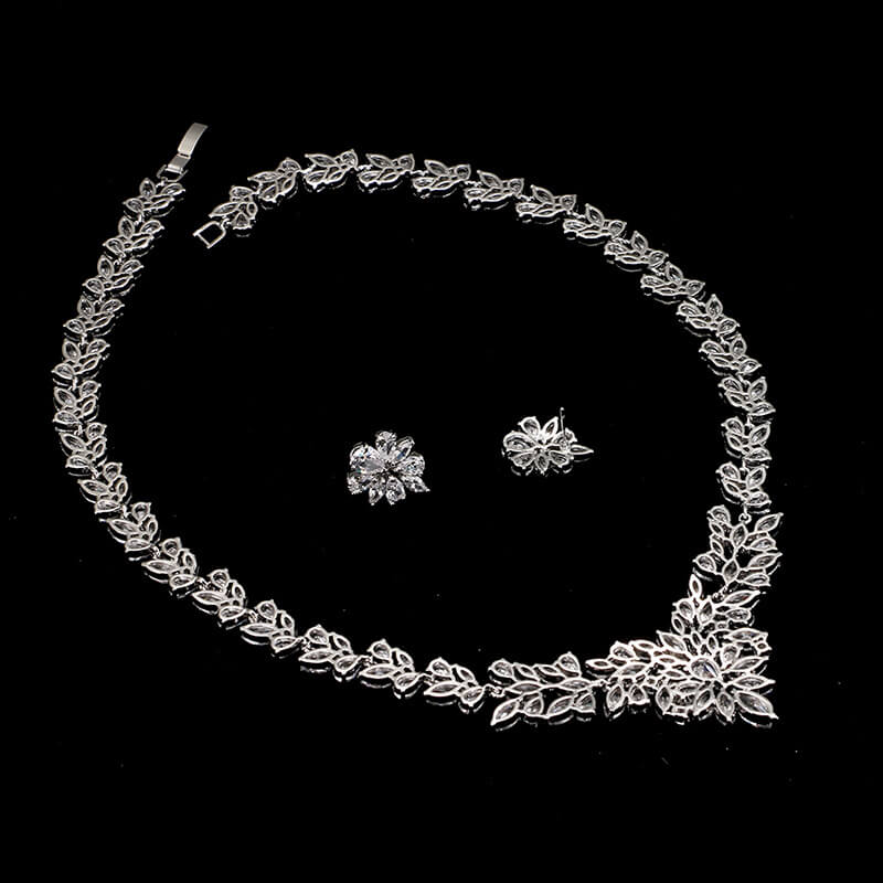 Vintage Marquise Floral Bridal Necklace and Earring Set - Image 7