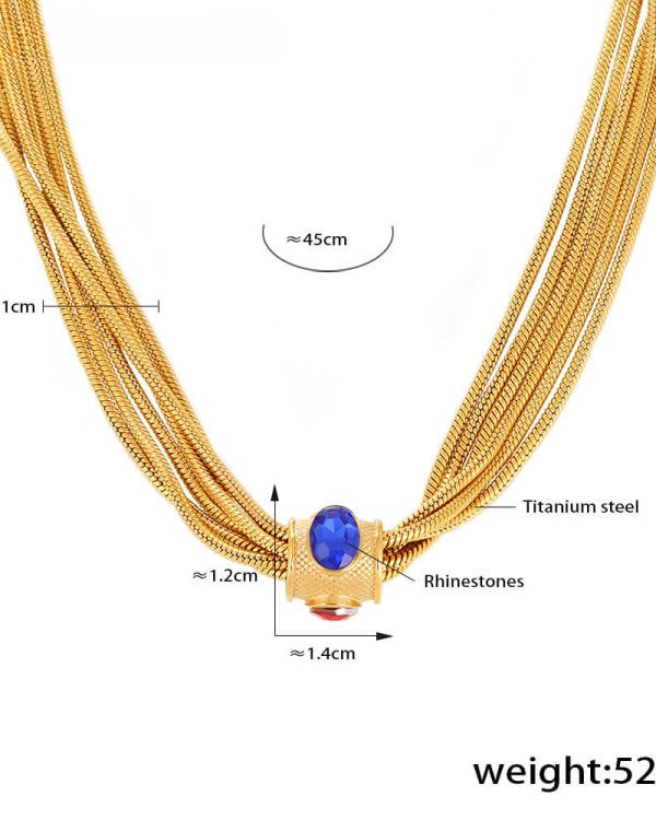 Vintage Layered Necklace with Colorful Gemstones 2