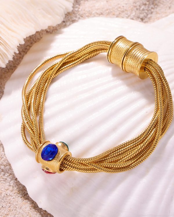 Vintage Layered Bracelet with Colorful Gemstones
