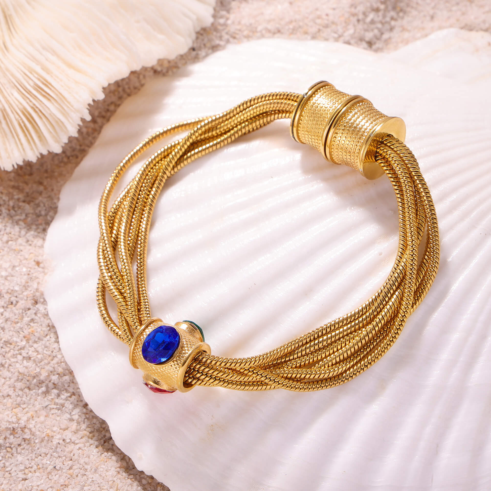 Vintage Layered Bracelet with Colorful Gemstones