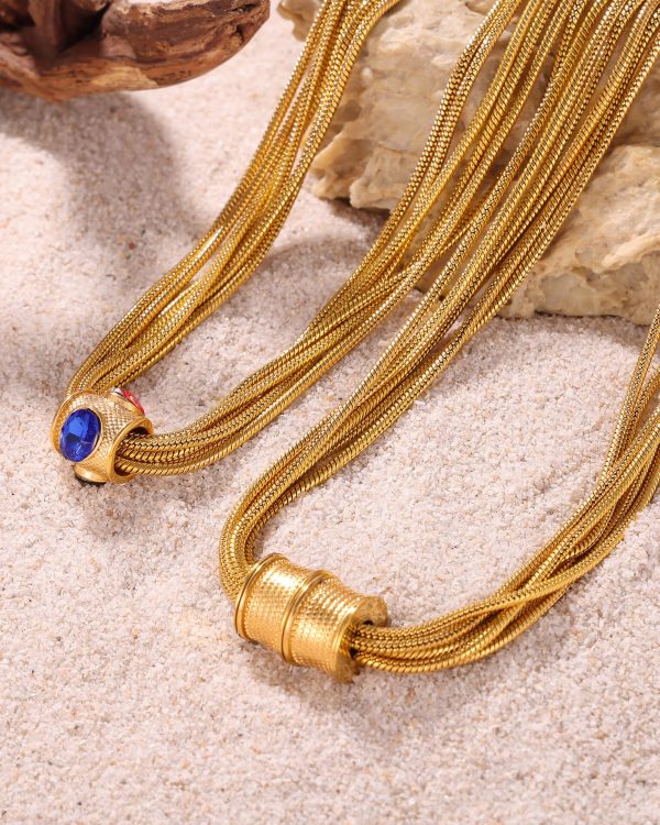 Vintage Layered Necklace with Colorful Gemstones 6