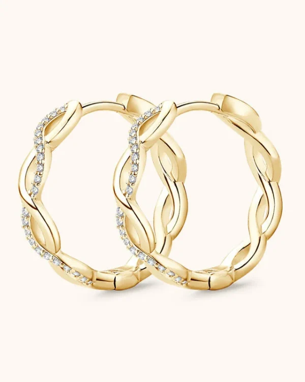 925 Sterling Silver Twisted Hoop Earrings with Moissanite