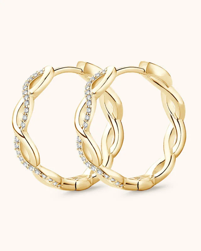 925 Sterling Silver Twisted Hoop Earrings with Moissanite