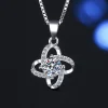 1CT Love Knot Moissanite Necklace S925 Anniversary Pendant