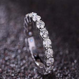 2.2CT Moissanite Wedding Band Sterling Silver Eternity Stackable Ring 1