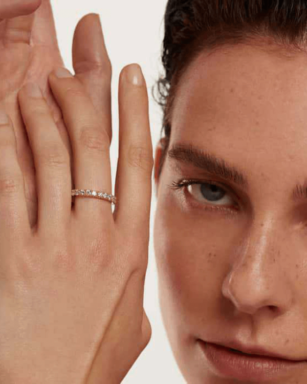 Alternative view of Moissanite Wedding Band Sterling Silver Eternity Stackable Ring