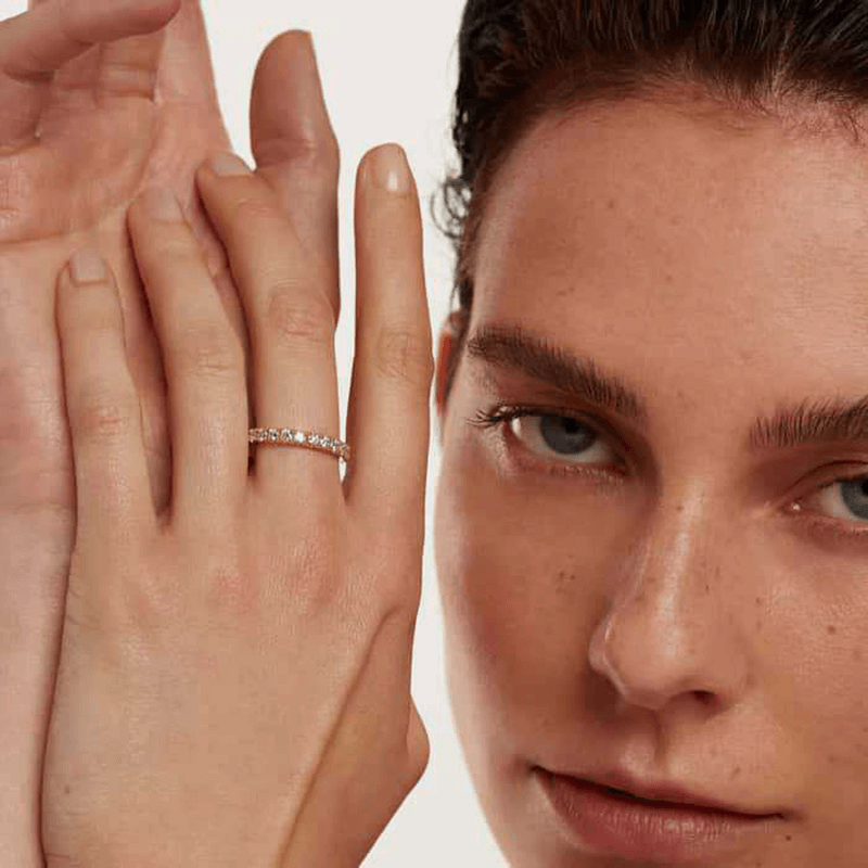 Alternative view of Moissanite Wedding Band Sterling Silver Eternity Stackable Ring