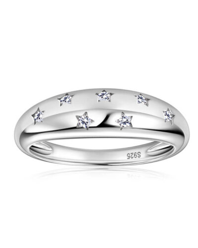 Alternative view of 925 Sterling Silver Chunky Star Dome Ring with Moissanite