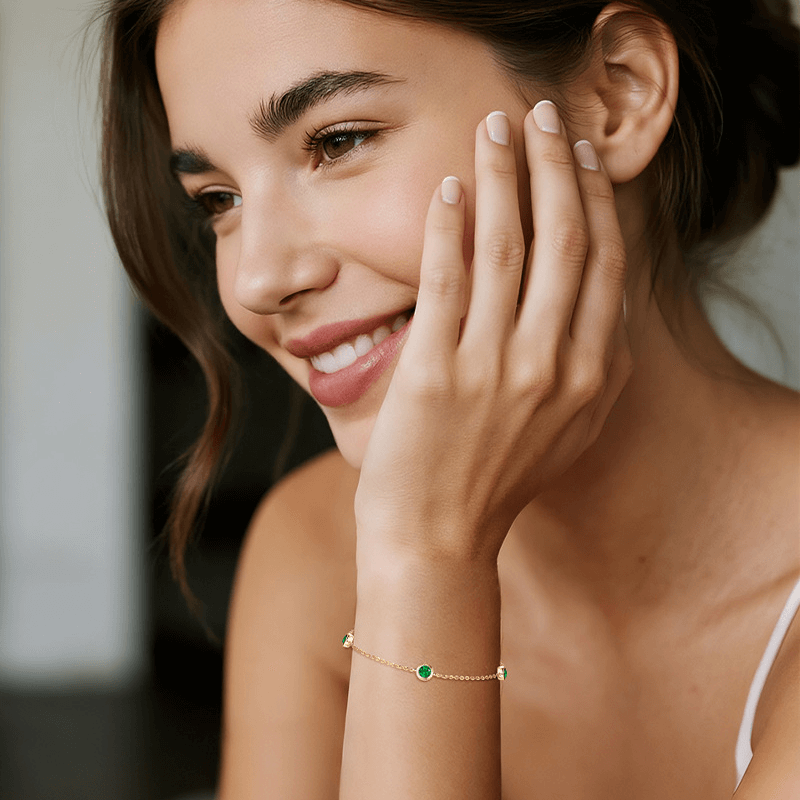 Alternative view of 925 Sterling Silver Emerald Bracelet Fine Jewelry Bracelet