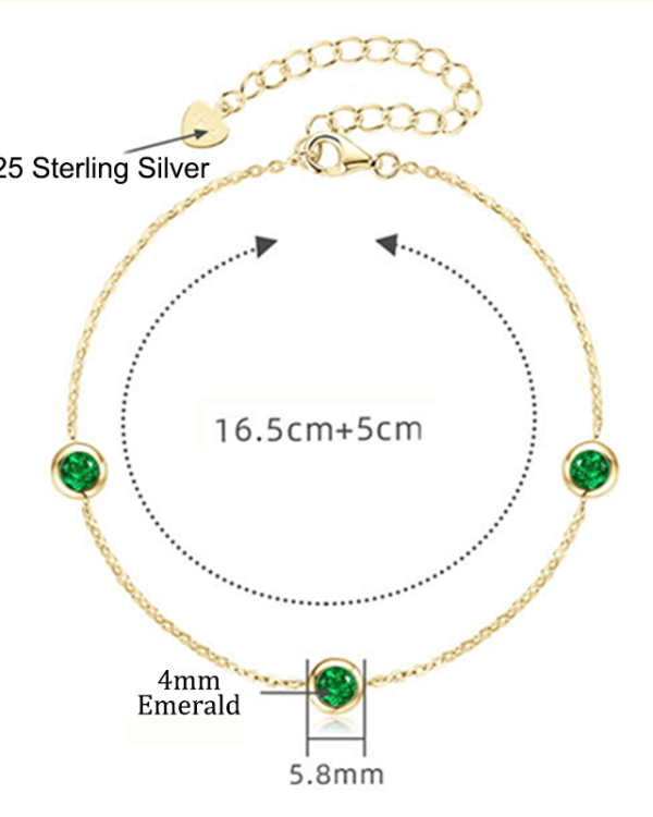 925 Sterling Silver Emerald Bracelet Fine Jewelry Bracelet - Image 3