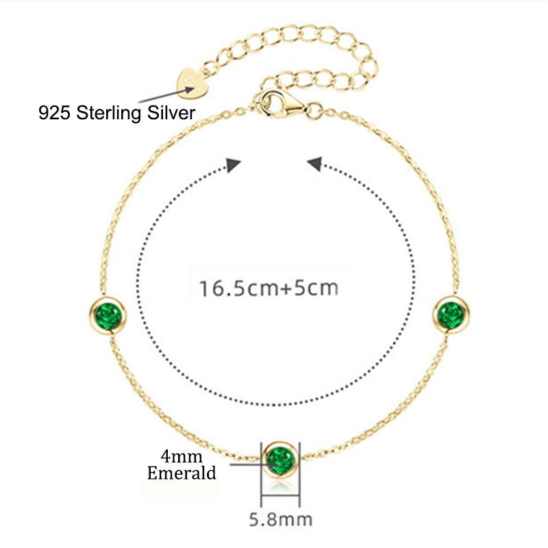 925 Sterling Silver Emerald Bracelet Fine Jewelry Bracelet - Image 3