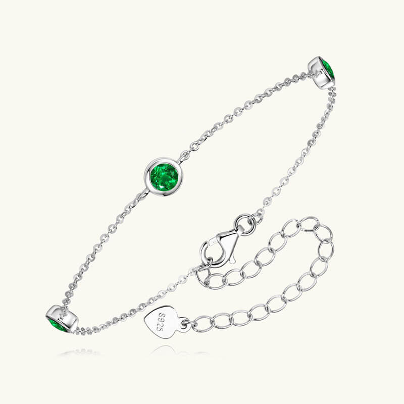 925 Sterling Silver Emerald Bracelet Fine Jewelry Bracelet 3