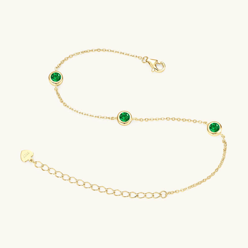 925 Sterling Silver Emerald Bracelet Fine Jewelry Bracelet 6