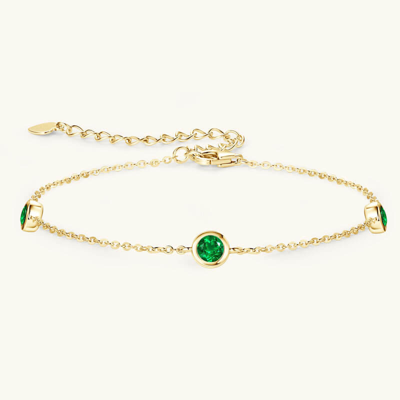 925 Sterling Silver Emerald Bracelet Fine Jewelry Bracelet 7