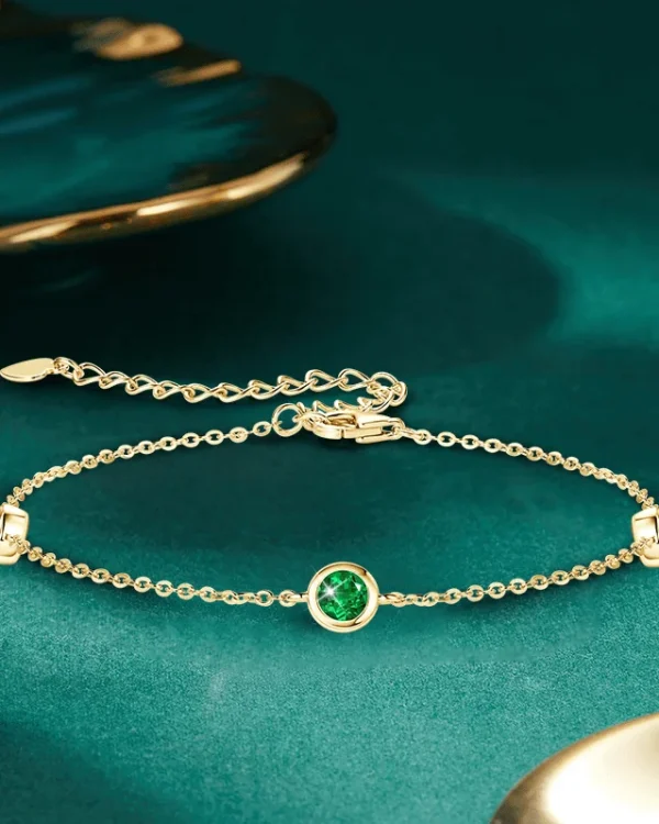 925 Sterling Silver Emerald Bracelet Fine Jewelry Bracelet