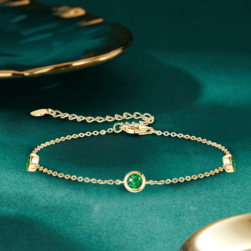 925 Sterling Silver Emerald Bracelet Fine Jewelry Bracelet