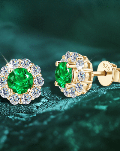 925 Sterling Silver May Birthstone Stud Earrings Necklace Set