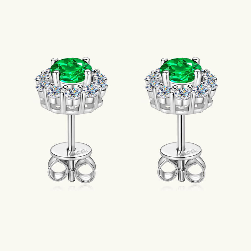 925 Sterling Silver May Birthstone Stud Earrings Necklace Set 2
