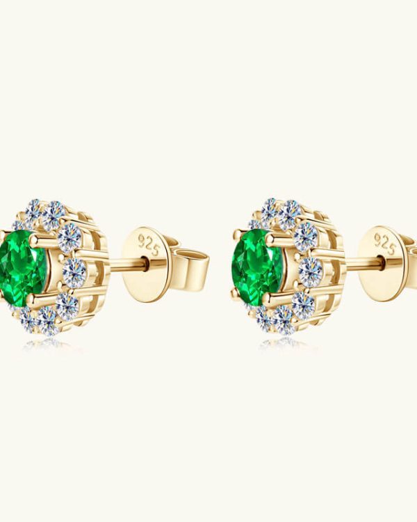 925 Sterling Silver May Birthstone Stud Earrings Necklace Set 3