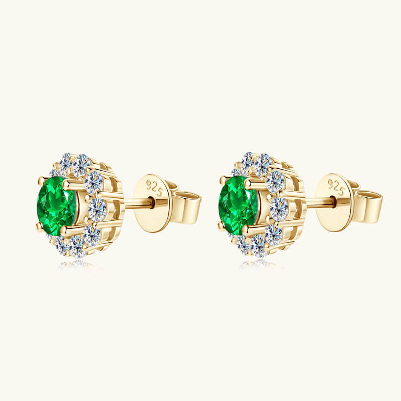 925 Sterling Silver May Birthstone Stud Earrings Necklace Set - Image 7