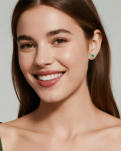 Alternative view of 925 Sterling Silver May Birthstone Stud Earrings Necklace Set