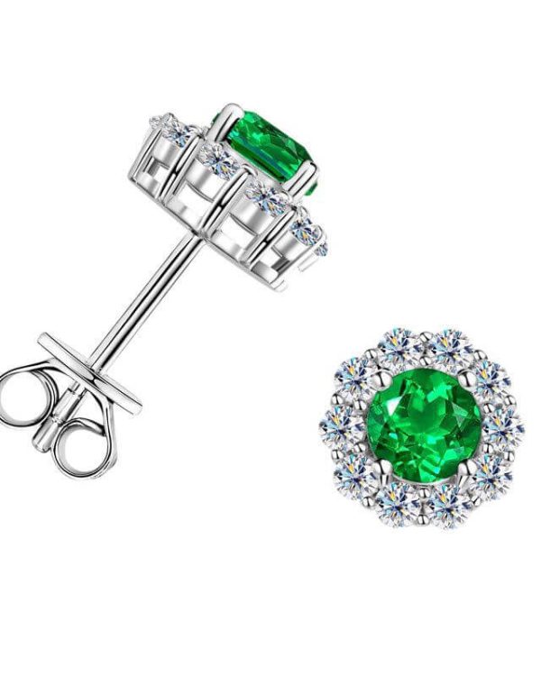 925 Sterling Silver May Birthstone Stud Earrings Necklace Set 4