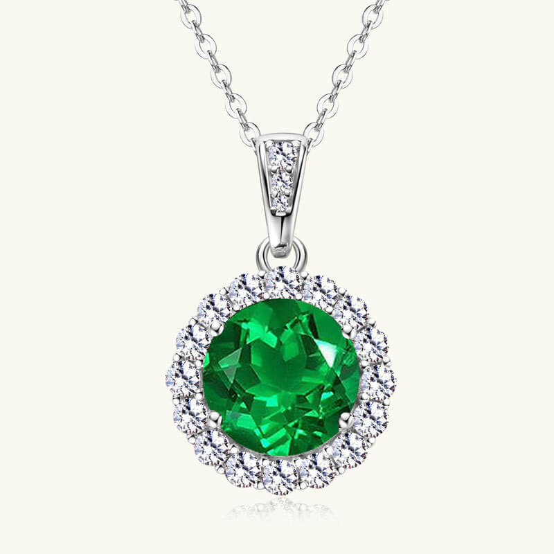 925 Sterling Silver May Birthstone Stud Earrings Necklace Set - Image 4
