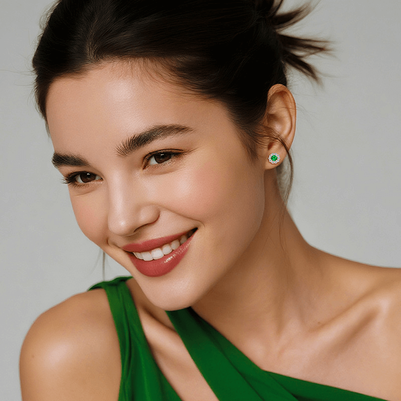 925 Sterling Silver May Birthstone Stud Earrings Necklace Set 5