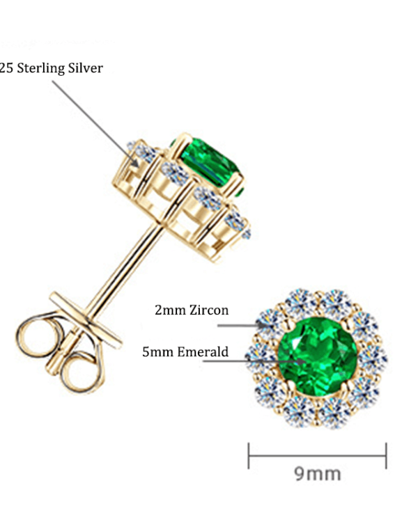 925 Sterling Silver May Birthstone Stud Earrings Necklace Set 7