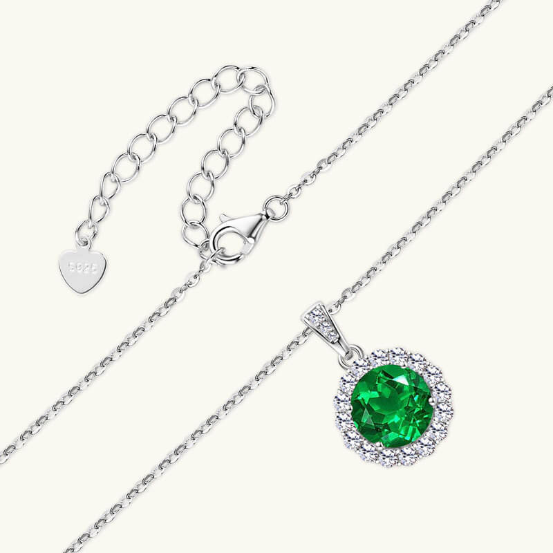 925 Sterling Silver May Birthstone Stud Earrings Necklace Set 7