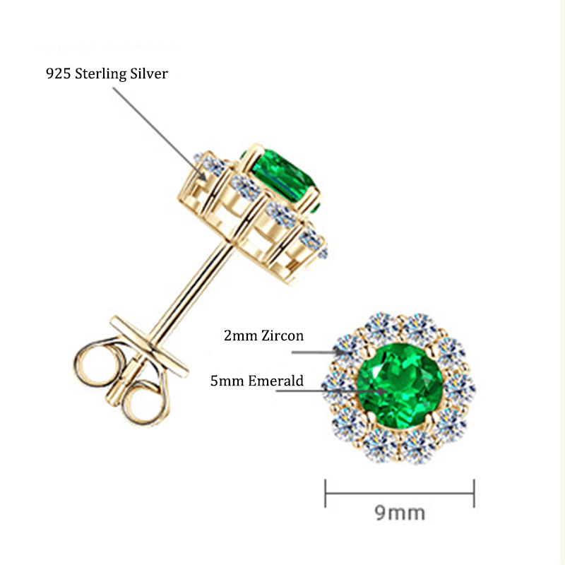 925 Sterling Silver May Birthstone Stud Earrings Necklace Set - Image 9