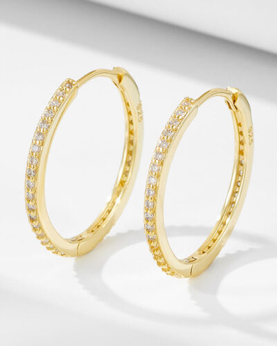 925 Sterling Silver Round Cubic Zirconia Huggie Hoops Earring