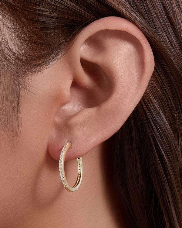 925 Sterling Silver Round Cubic Zirconia Huggie Hoops Earring 8