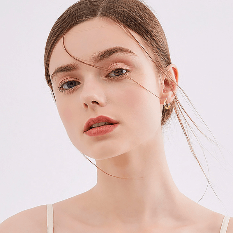 Alternative view of 925 Sterling Silver Twisted Hoop Earrings with Moissanite